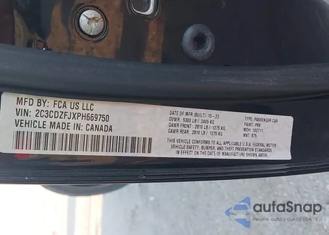 2023 Dodge Challenger R/T Scat Pack из США, поврежденный, VIN 2C3CDZFJXPH669750